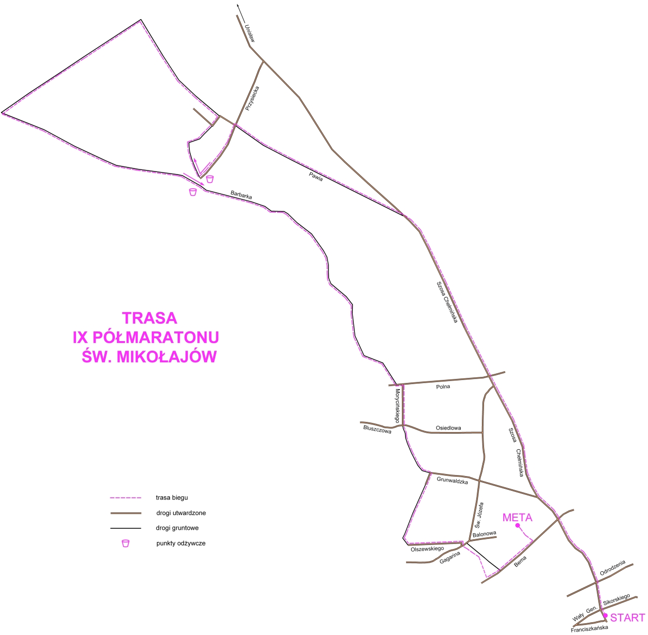 Mapa półmaraton św. Mikołajów Torń