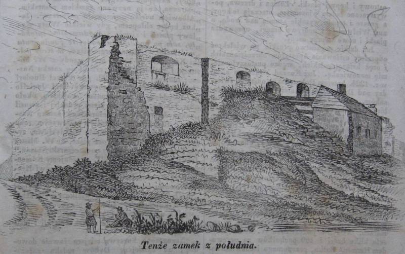 Zamek dybowski Toruń widok z południa grafika z 1842 roku